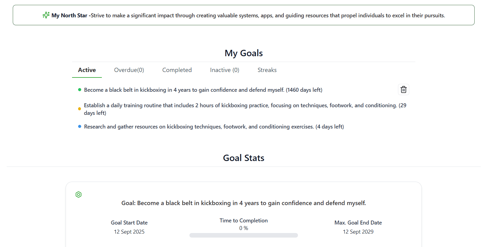 Goaliath dashboard preview